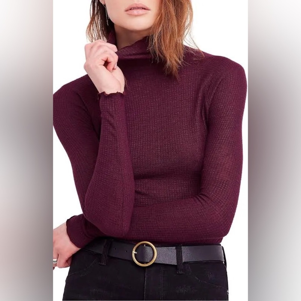 S/XS Free People Waffle Knit Turtleneck